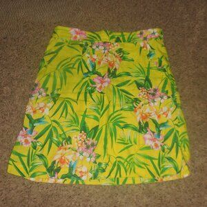 Tommy Bahama Yellow Tropical Skirt M